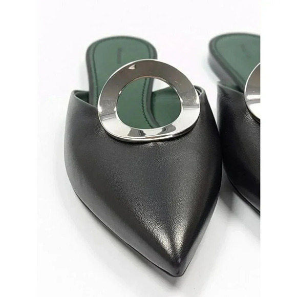 Proenza Schouler Women's Black Circle Ring Point Mules Slide Size 37.5 MSRP $550 - Picture 4 of 9